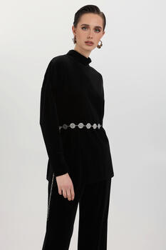 Blouse in velvet texture - Black S/M