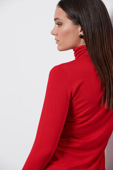 Turtleneck basic blouse - Red M