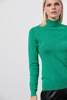 Knitted turtleneck top - GREEN M