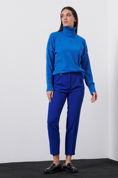 Knitted turtleneck top - Electric Blue S/M