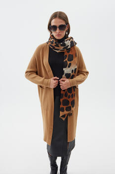 Knitted midi cardigan - Camel O/S