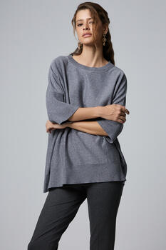 Knitted blouse with sequins - Grey O/S
