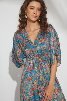 Dress with printed pattern - LIGHT BLUE S