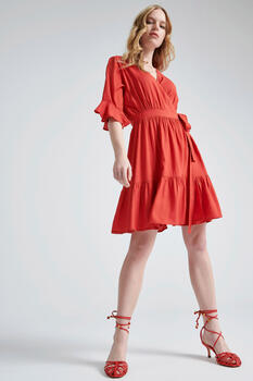 Dress with ruffles - CORAL S