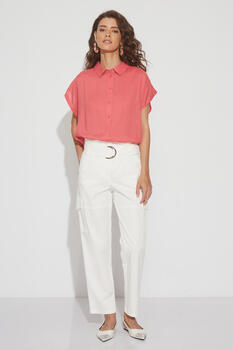 Short sleeve shirt with collar - CORAL S