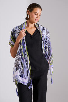 Printed scarf - Black O/S