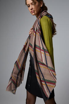 Printed scarf - Beige O/S