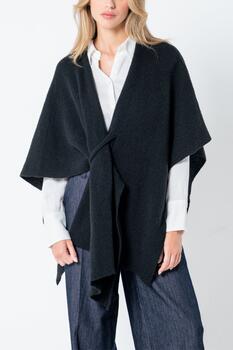 Knitted cape - ΜΑΥΡΟ O/S