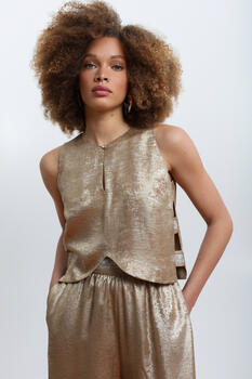 Blouse with Asymmetrical Hem ΕΖΖΕΑ - Gold S